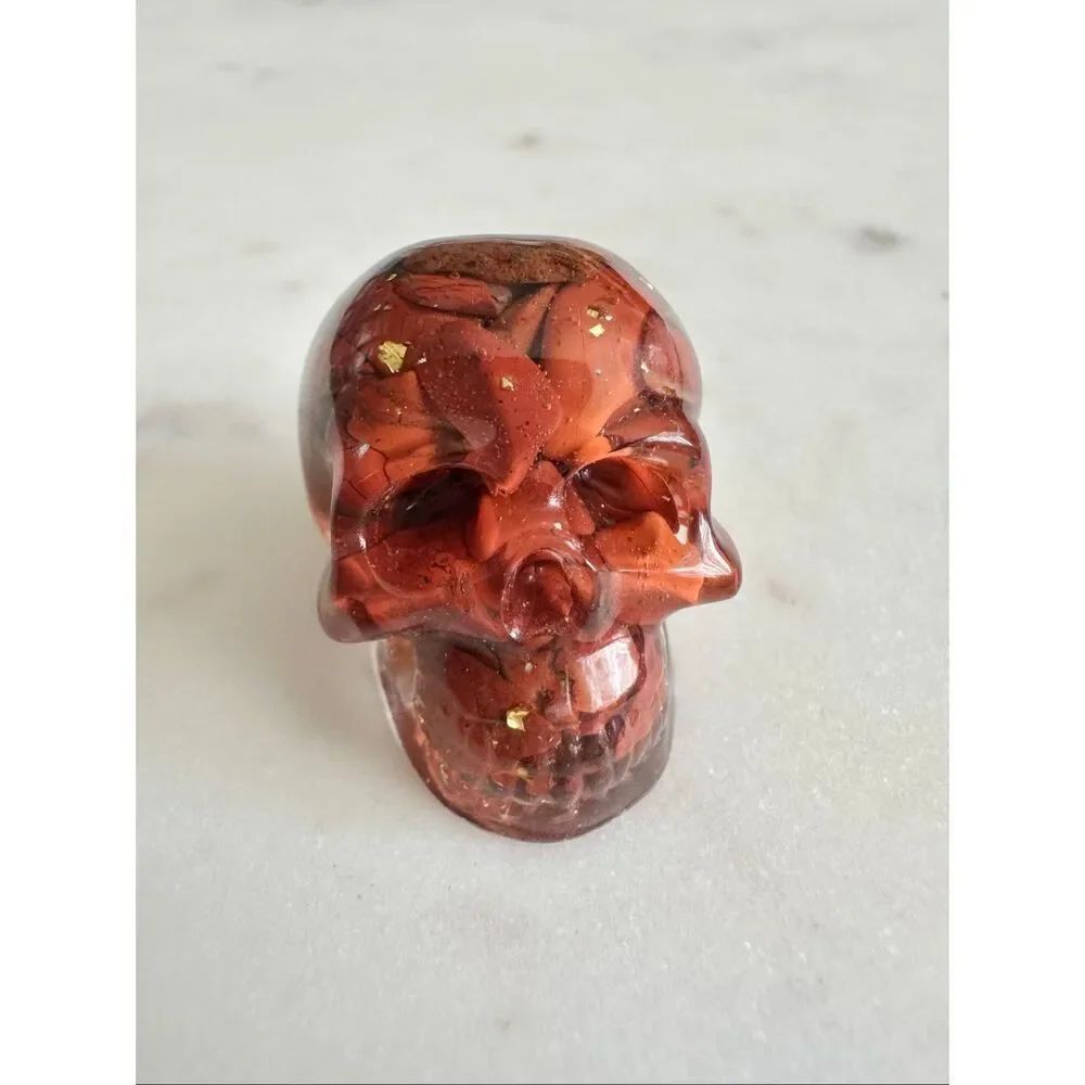 Halloween Orange & black mini acrylic skull